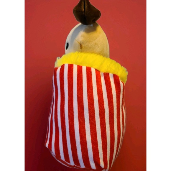 Puppycorn Plush Red Striped Popcorn Bag Pug Dog 10" Stuffed Animal - Picture 2 of 8
